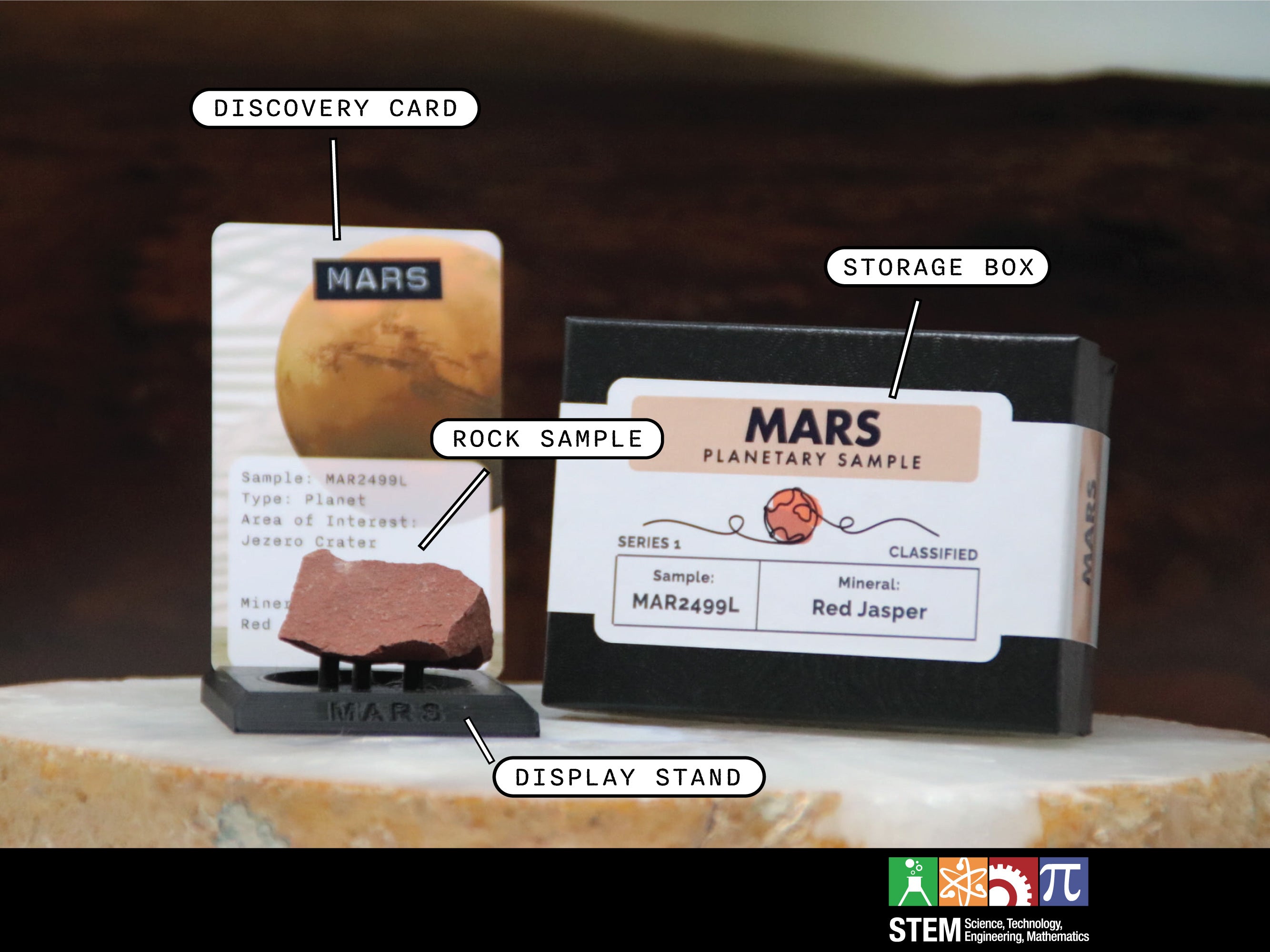 04 Planet Mars Planetary Discovery Kit | Red Jasper Rock Mineral Sample | STEM learning product | Planet 4 of Planet of the Month Club