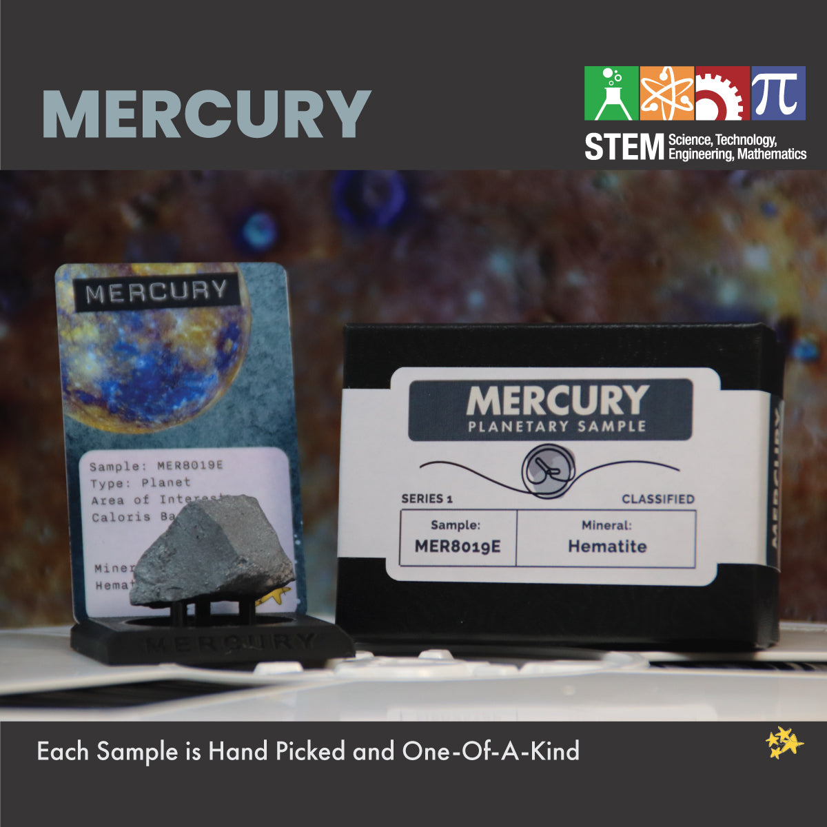 🪨 Planet Mercury Rock Sample Display | Hematite Mineral | STEM learning product