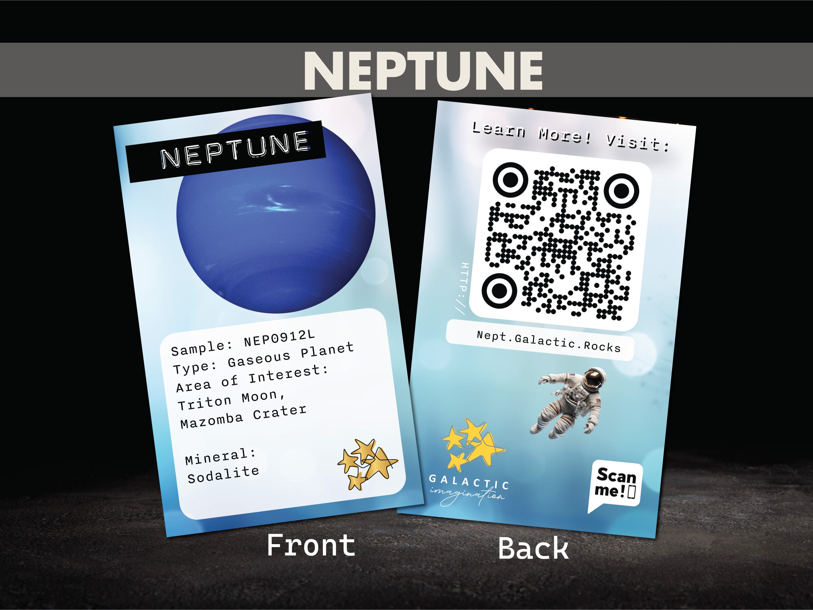 09 Planet Neptune Planetary Discovery Kit | Sodalite Rock Mineral Sample | STEM learning product | Planet 9 of Planet of the Month Club